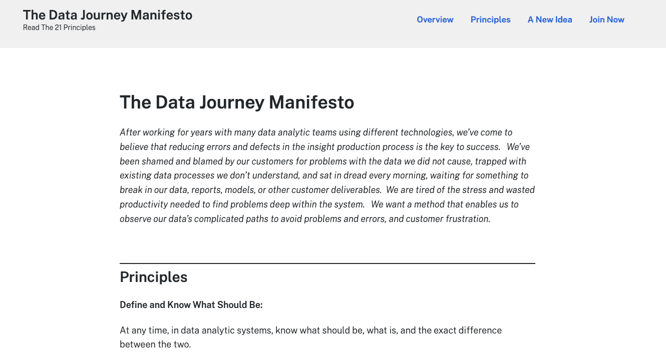 Data Journey Manifesto